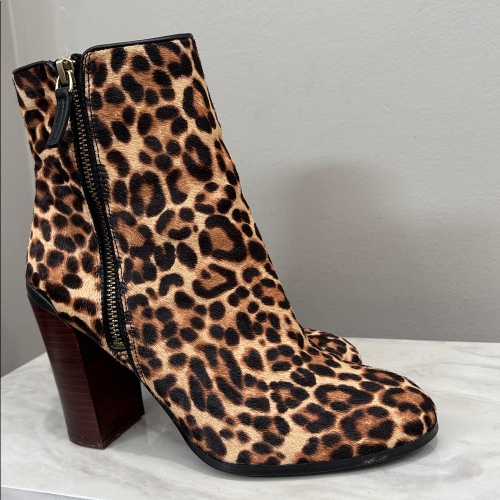 Katherine Kelly Calf Hair Leopard Print Ankle Boots Size 7.5 - Picture 4 of 13